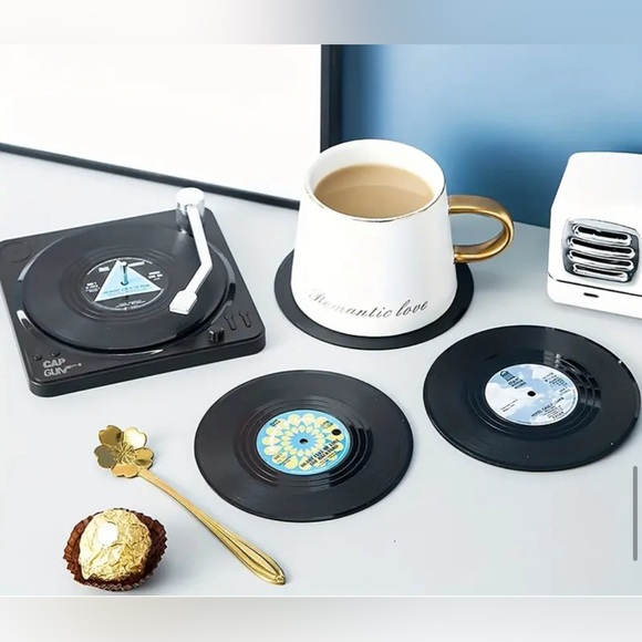 6pcs, Non-Slip Vinyl Record Coasters With Holder - Picture 2 of 11